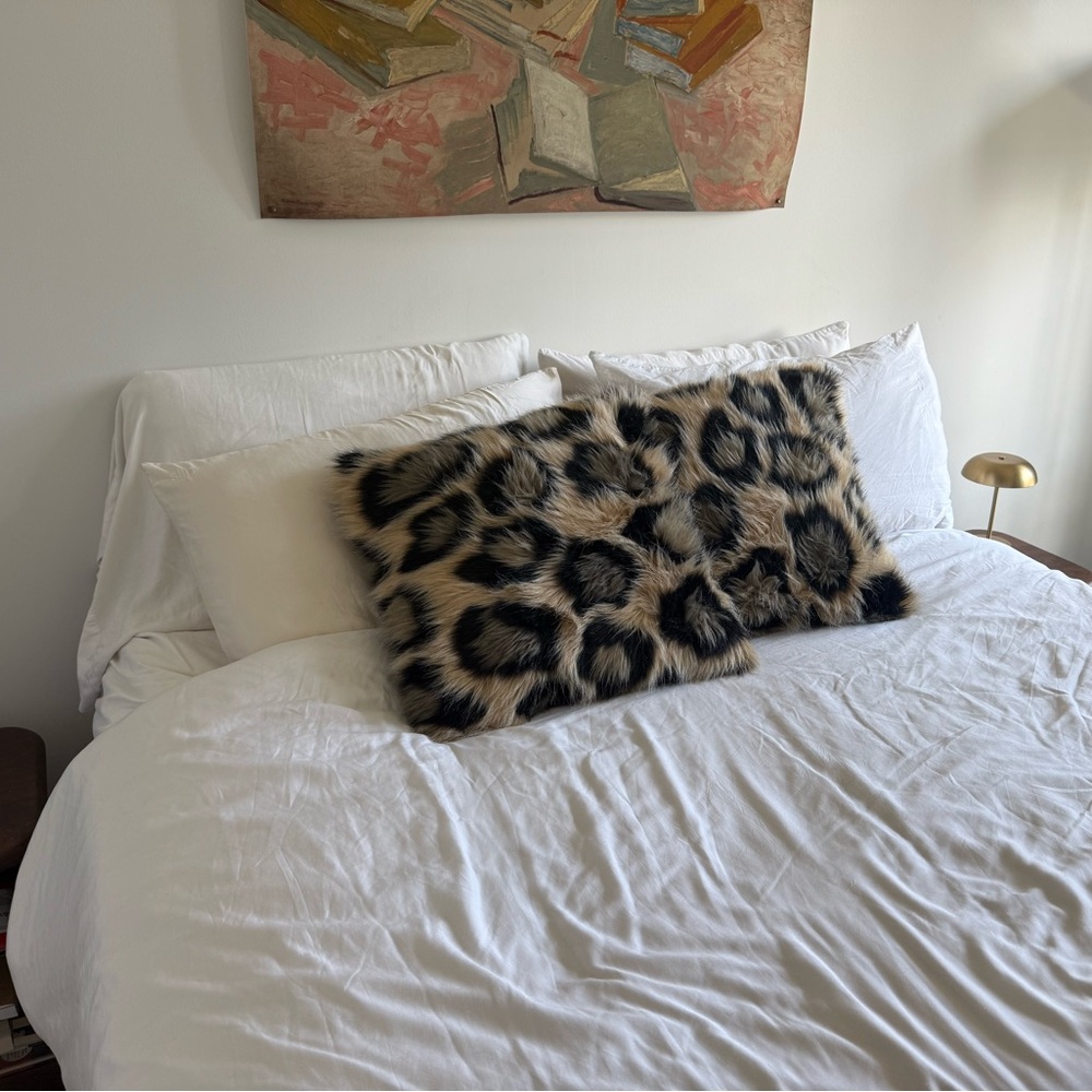 Z Gallerie Black and Tan Faux Fur Pillows